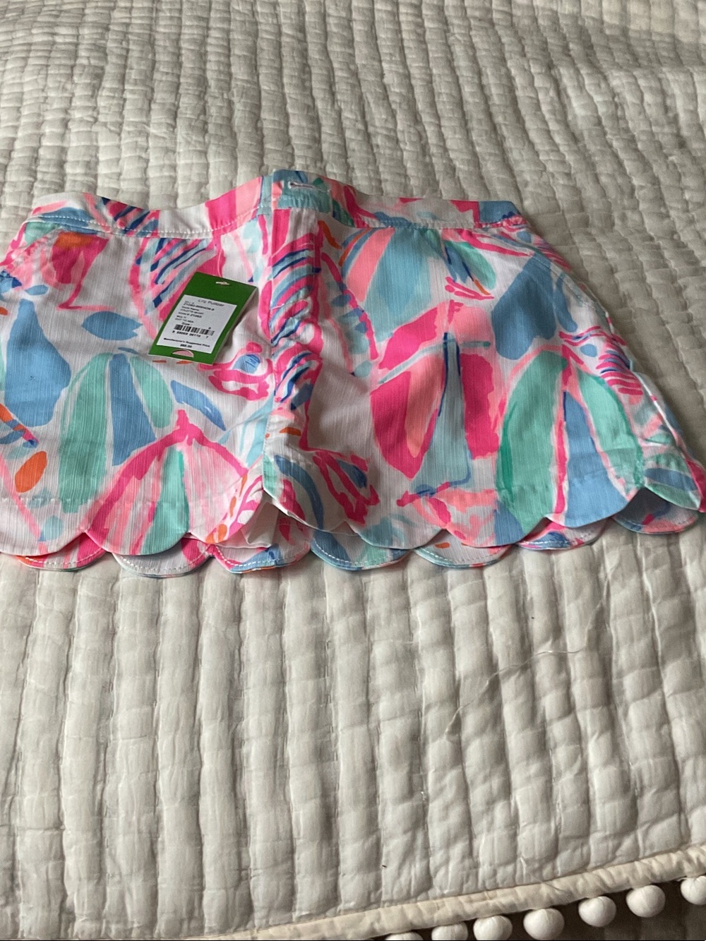 Lilly Pulitzer Pink Aqua Blue Floral Scallop Hem Skort